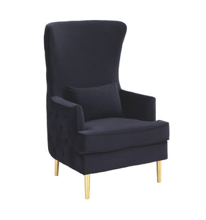 TOV Furniture Alina Wingback Accent Chair - Elegant Tufted Back Design with Plush Velvet and Gold-Finished Legs Black TOV-S6479
