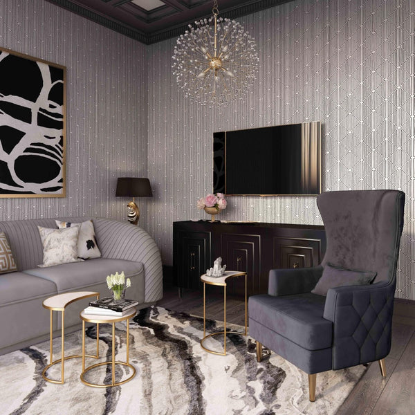 TOV Furniture Alina Wingback Accent Chair - Elegant Tufted Back Design with Plush Velvet and Gold-Finished Legs Black TOV-S6479