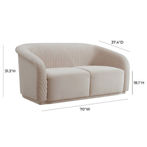 TOV Furniture Yara 70" Pleated Velvet Loveseat - Luxurious Comfort, Stylish Design & Handmade Elegance for Your Home TOV-S6484