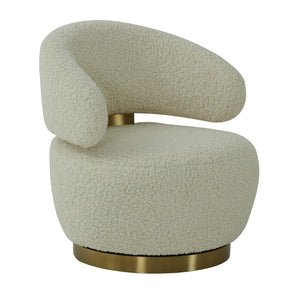 TOV Furniture Austin Upholstered Swivel Chair - Modern Faux-Shearling Accent with 360° Swivel for Stylish Comfort Beige TOV-S68119