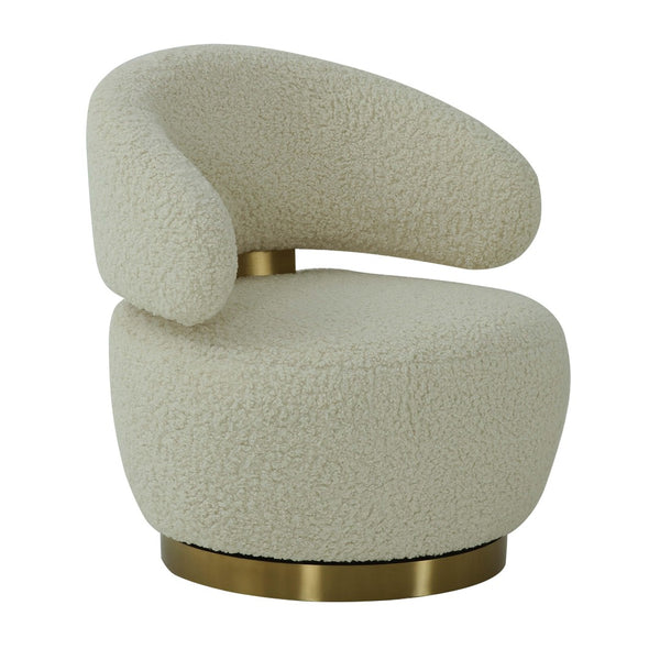 TOV Furniture Austin Upholstered Swivel Chair - Modern Faux-Shearling Accent with 360° Swivel for Stylish Comfort Beige TOV-S68119