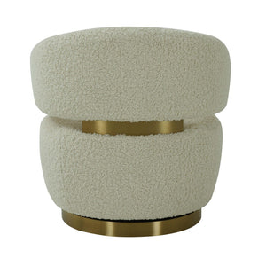 TOV Furniture Austin Upholstered Swivel Chair - Modern Faux-Shearling Accent with 360° Swivel for Stylish Comfort Beige TOV-S68119