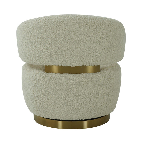 TOV Furniture Austin Upholstered Swivel Chair - Modern Faux-Shearling Accent with 360° Swivel for Stylish Comfort Beige TOV-S68119