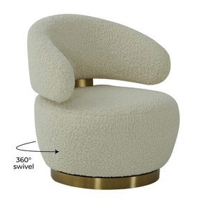 TOV Furniture Austin Upholstered Swivel Chair - Modern Faux-Shearling Accent with 360° Swivel for Stylish Comfort Beige TOV-S68119