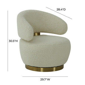TOV Furniture Austin Upholstered Swivel Chair - Modern Faux-Shearling Accent with 360° Swivel for Stylish Comfort Beige TOV-S68119