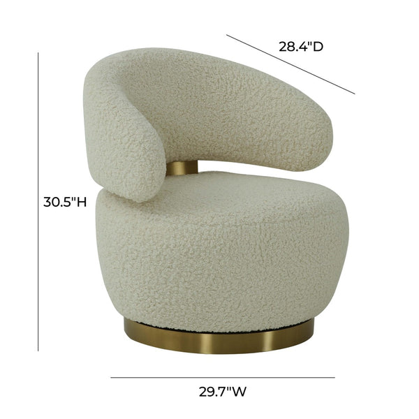 TOV Furniture Austin Upholstered Swivel Chair - Modern Faux-Shearling Accent with 360° Swivel for Stylish Comfort Beige TOV-S68119