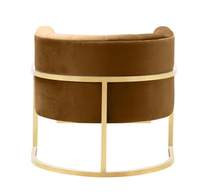 TOV Furniture Magnolia Velvet Accent Chair - Contemporary Luxe Design with Gold Base for Modern Elegance Cognac TOV-S68190