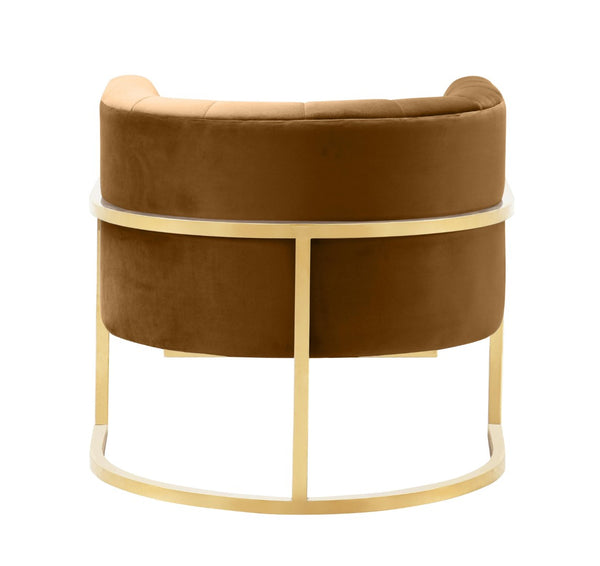 TOV Furniture Magnolia Velvet Accent Chair - Contemporary Luxe Design with Gold Base for Modern Elegance Cognac TOV-S68190