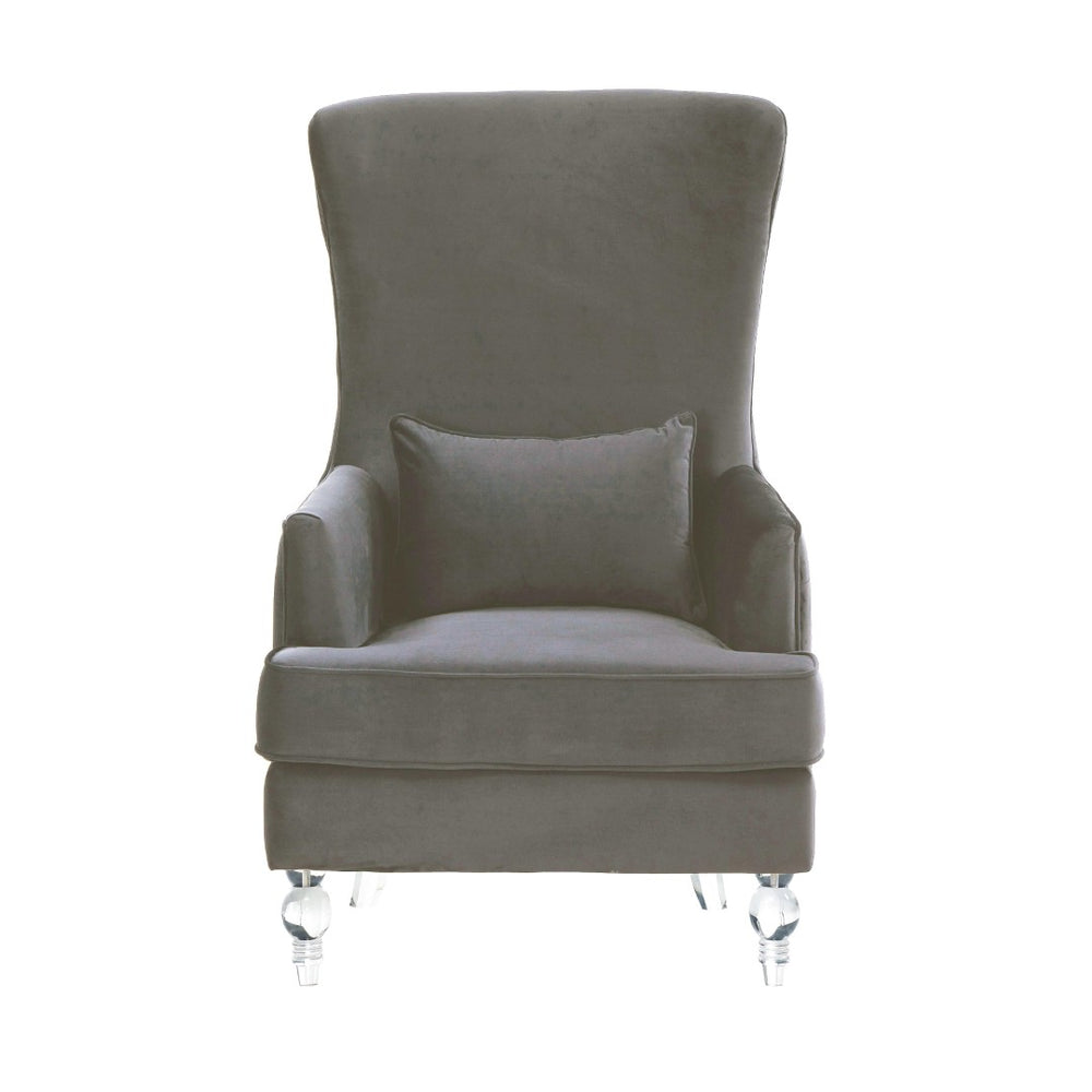 TOV Furniture Aubree Velvet Chair - Luxurious Upholstered Accent with Acrylic Legs for Modern Elegance & Comfort Grey TOV-S68196