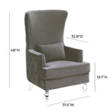 Aubree Tall Chair with Acrylic Legs - Grey TOV-S68196 TOV Furniture