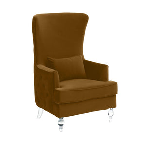 TOV Furniture Aubree Velvet Chair - Luxurious Upholstered Accent with Acrylic Legs for Modern Elegance & Comfort Cognac TOV-S68197