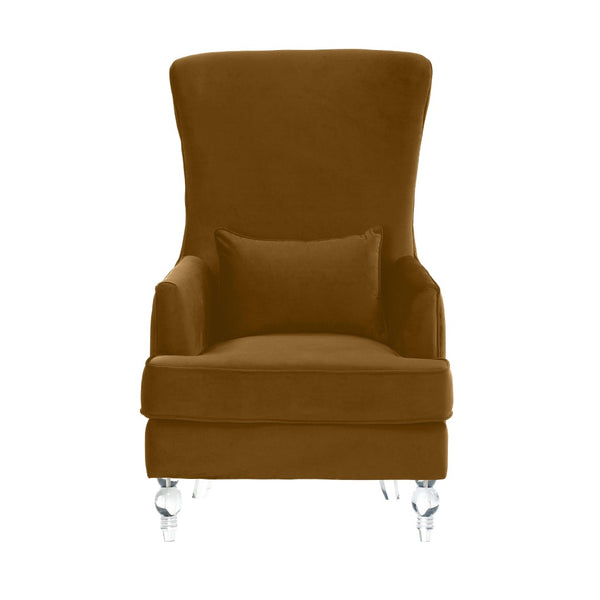 TOV Furniture Aubree Velvet Chair - Luxurious Upholstered Accent with Acrylic Legs for Modern Elegance & Comfort Cognac TOV-S68197
