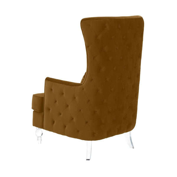 TOV Furniture Aubree Velvet Chair - Luxurious Upholstered Accent with Acrylic Legs for Modern Elegance & Comfort Cognac TOV-S68197