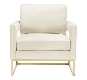 TOV Furniture Avery Velvet Accent Chair - Modern Luxury with Gold Legs, Plush Comfort for Any Stylish Space Cream TOV-S68199