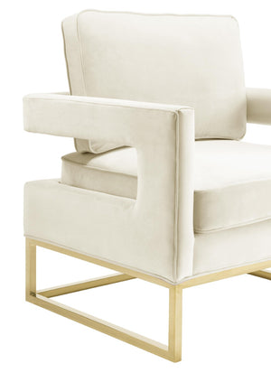 TOV Furniture Avery Velvet Accent Chair - Modern Luxury with Gold Legs, Plush Comfort for Any Stylish Space Cream TOV-S68199