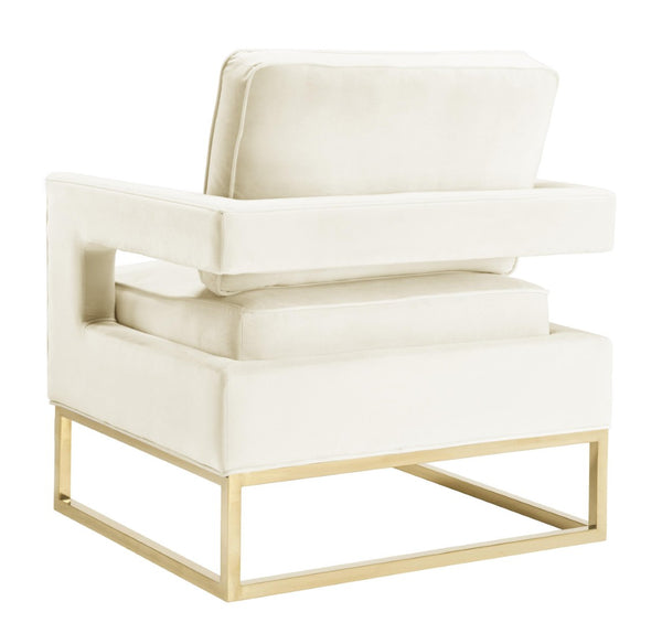 TOV Furniture Avery Velvet Accent Chair - Modern Luxury with Gold Legs, Plush Comfort for Any Stylish Space Cream TOV-S68199