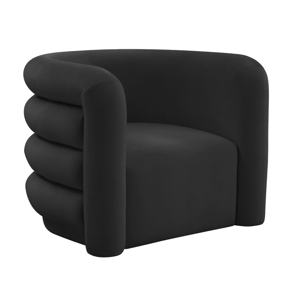 TOV Furniture Curves Velvet Lounge Chair – Luxurious Comfort with Sculptural Design for Modern Living Spaces Black TOV-S68209
