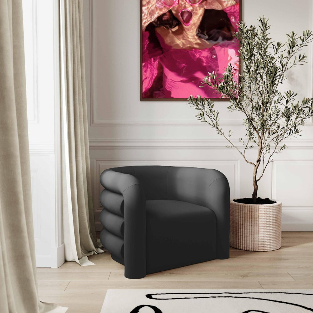 TOV Furniture Curves Velvet Lounge Chair – Luxurious Comfort with Sculptural Design for Modern Living Spaces Black TOV-S68209