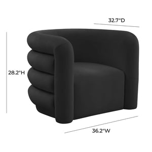 TOV Furniture Curves Velvet Lounge Chair – Luxurious Comfort with Sculptural Design for Modern Living Spaces Black TOV-S68209