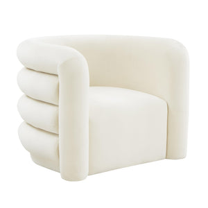TOV Furniture Curves Velvet Lounge Chair – Luxurious Comfort with Sculptural Design for Modern Living Spaces Cream TOV-S68233