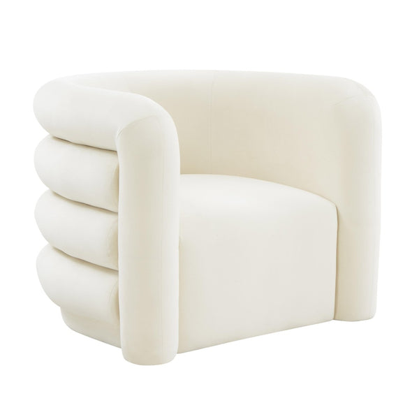 TOV Furniture Curves Velvet Lounge Chair – Luxurious Comfort with Sculptural Design for Modern Living Spaces Cream TOV-S68233