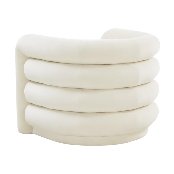 TOV Furniture Curves Velvet Lounge Chair – Luxurious Comfort with Sculptural Design for Modern Living Spaces Cream TOV-S68233