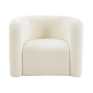TOV Furniture Curves Velvet Lounge Chair – Luxurious Comfort with Sculptural Design for Modern Living Spaces Cream TOV-S68233