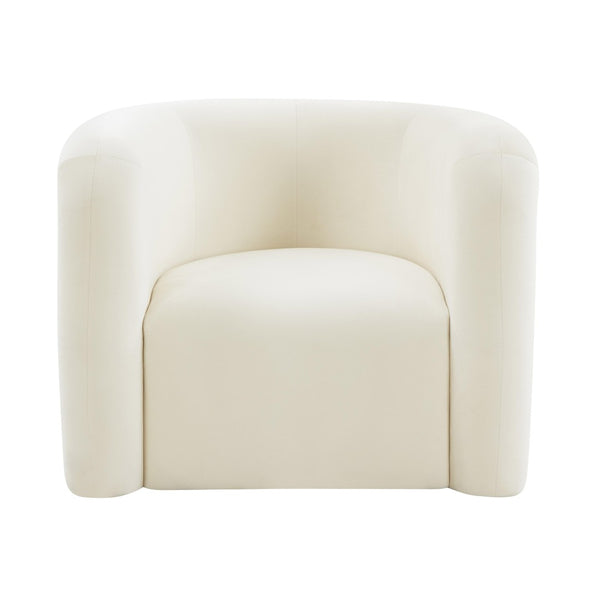 TOV Furniture Curves Velvet Lounge Chair – Luxurious Comfort with Sculptural Design for Modern Living Spaces Cream TOV-S68233