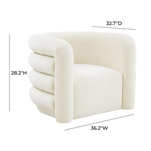 TOV Furniture Curves Velvet Lounge Chair – Luxurious Comfort with Sculptural Design for Modern Living Spaces Cream TOV-S68233