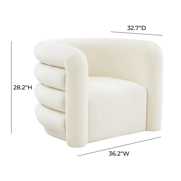 TOV Furniture Curves Velvet Lounge Chair – Luxurious Comfort with Sculptural Design for Modern Living Spaces Cream TOV-S68233