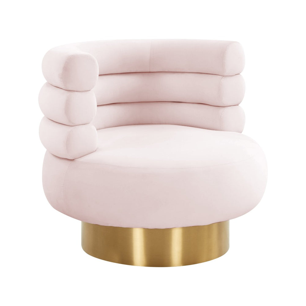 TOV Furniture Naomi Velvet Swivel Chair – Luxurious Comfort and Glamorous Style for Any Living Space or Nook Blush TOV-S68235