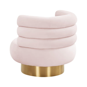 TOV Furniture Naomi Velvet Swivel Chair – Luxurious Comfort and Glamorous Style for Any Living Space or Nook Blush TOV-S68235