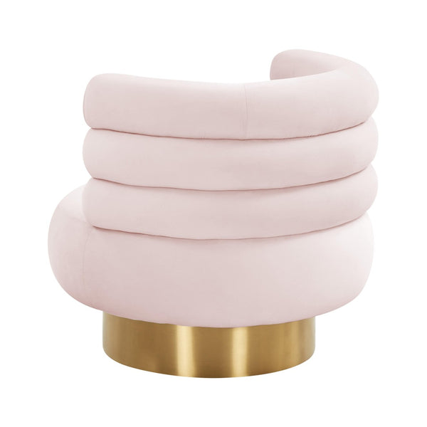 TOV Furniture Naomi Velvet Swivel Chair – Luxurious Comfort and Glamorous Style for Any Living Space or Nook Blush TOV-S68235