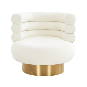 TOV Furniture Naomi Velvet Swivel Chair – Luxurious Comfort and Glamorous Style for Any Living Space or Nook Cream TOV-S68236
