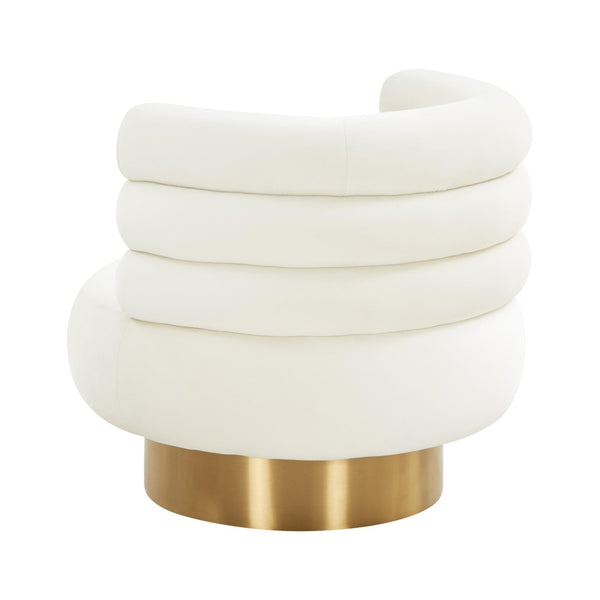 TOV Furniture Naomi Velvet Swivel Chair – Luxurious Comfort and Glamorous Style for Any Living Space or Nook Cream TOV-S68236