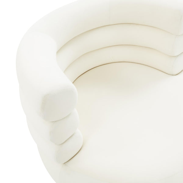 TOV Furniture Naomi Velvet Swivel Chair – Luxurious Comfort and Glamorous Style for Any Living Space or Nook Cream TOV-S68236