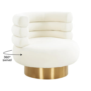 TOV Furniture Naomi Velvet Swivel Chair – Luxurious Comfort and Glamorous Style for Any Living Space or Nook Cream TOV-S68236
