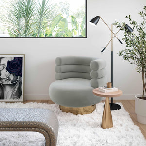 TOV Furniture Naomi Velvet Swivel Chair – Luxurious Comfort and Glamorous Style for Any Living Space or Nook Grey TOV-S68237