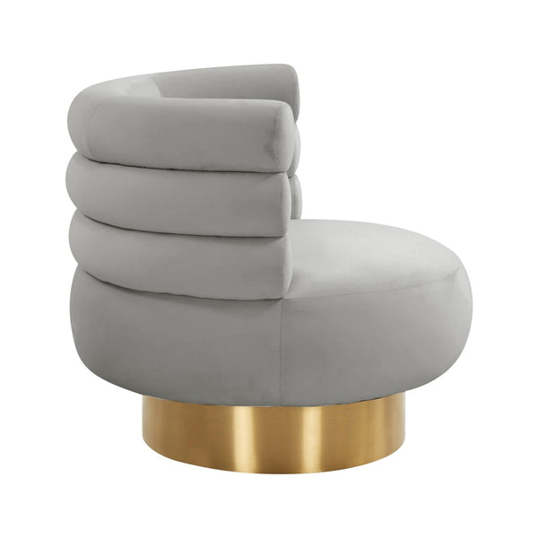 TOV Furniture Naomi Velvet Swivel Chair – Luxurious Comfort and Glamorous Style for Any Living Space or Nook Grey TOV-S68237