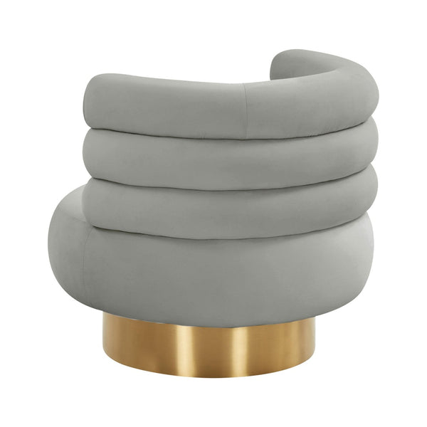 TOV Furniture Naomi Velvet Swivel Chair – Luxurious Comfort and Glamorous Style for Any Living Space or Nook Grey TOV-S68237