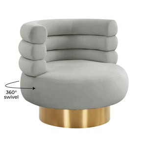 TOV Furniture Naomi Velvet Swivel Chair – Luxurious Comfort and Glamorous Style for Any Living Space or Nook Grey TOV-S68237