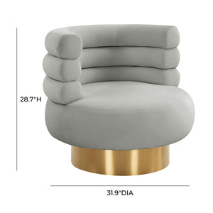 TOV Furniture Naomi Velvet Swivel Chair – Luxurious Comfort and Glamorous Style for Any Living Space or Nook Grey TOV-S68237