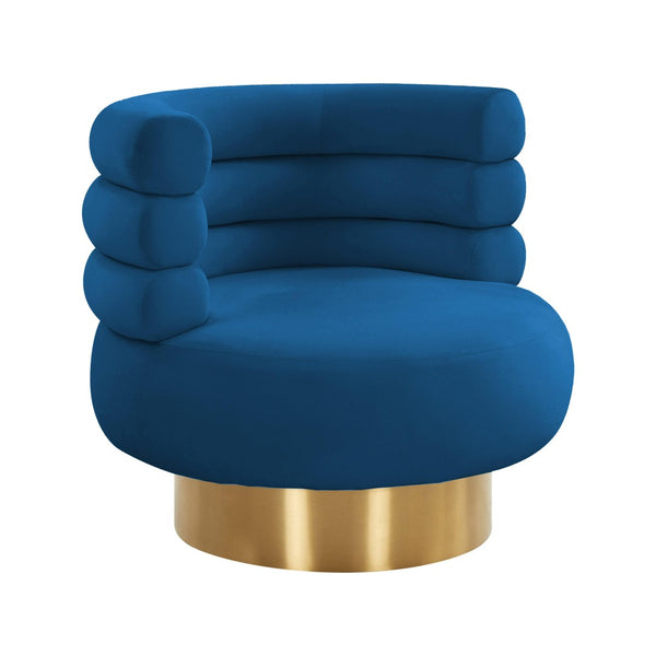 TOV Furniture Naomi Velvet Swivel Chair – Luxurious Comfort and Glamorous Style for Any Living Space or Nook Navy TOV-S68238