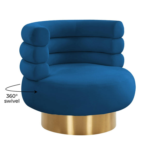 TOV Furniture Naomi Velvet Swivel Chair – Luxurious Comfort and Glamorous Style for Any Living Space or Nook Navy TOV-S68238