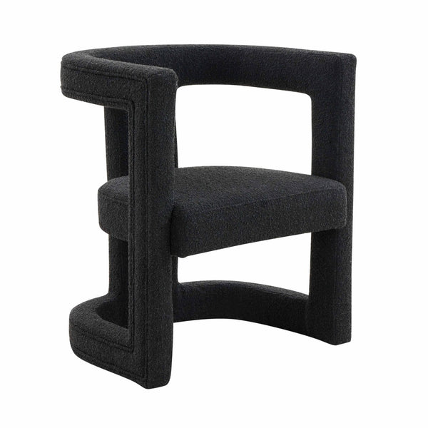 TOV Furniture Ada Black Boucle Chair - Sculptural Comfort with Plush Upholstery, Perfect Accent for Any Space TOV-S68258