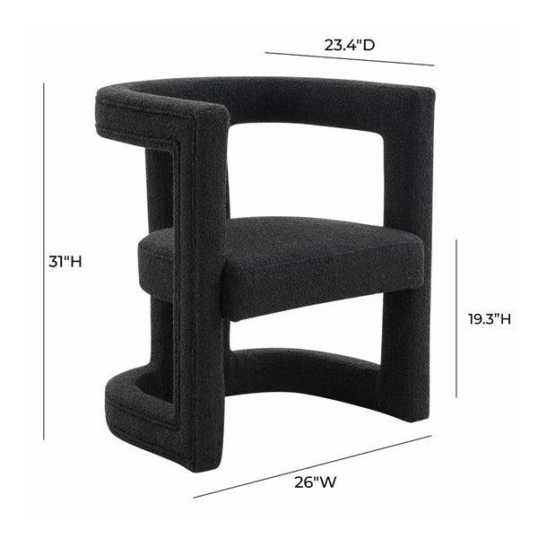 TOV Furniture Ada Black Boucle Chair - Sculptural Comfort with Plush Upholstery, Perfect Accent for Any Space TOV-S68258
