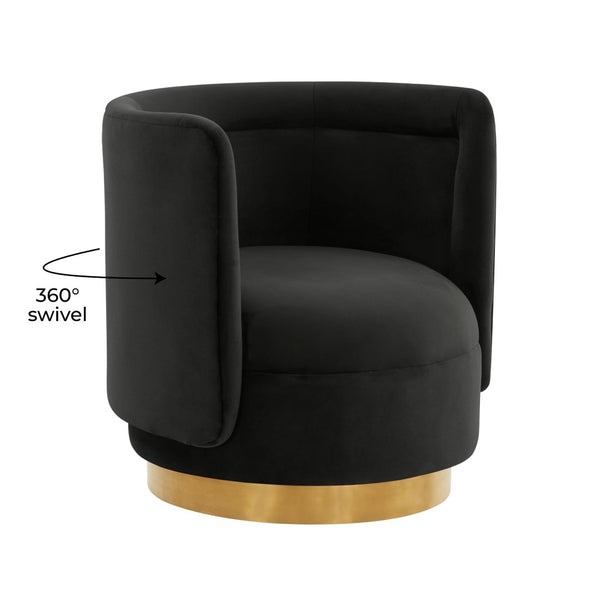 TOV Furniture Remy Velvet Swivel Chair - Luxurious Comfort, 360° Movement, Handmade with Durable Pine Frame & Foam TOV-S68262