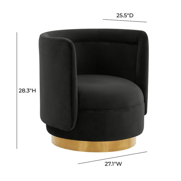 TOV Furniture Remy Velvet Swivel Chair - Luxurious Comfort, 360° Movement, Handmade with Durable Pine Frame & Foam TOV-S68262