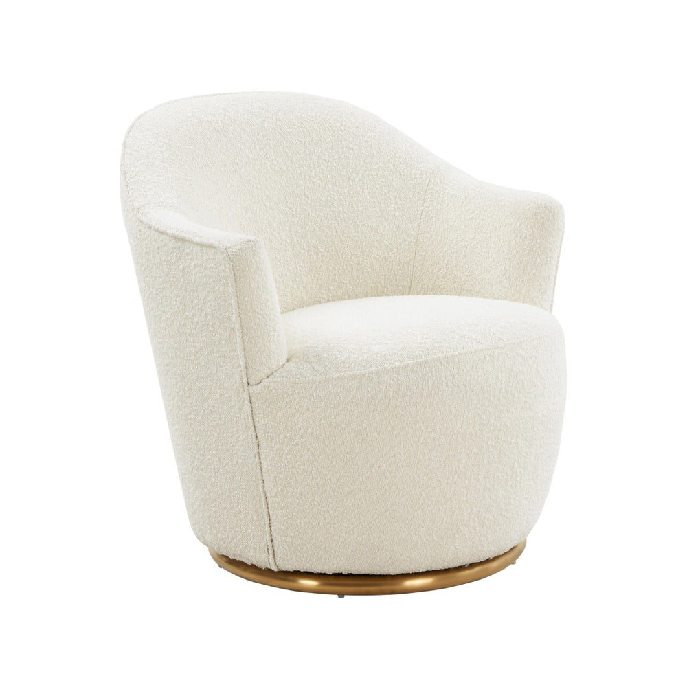 TOV Furniture Skyla Cream Boucle Swivel Chair - Luxurious Comfort with 360° Swivel Base for Modern Living Spaces TOV-S68263