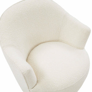 TOV Furniture Skyla Cream Boucle Swivel Chair - Luxurious Comfort with 360° Swivel Base for Modern Living Spaces TOV-S68263